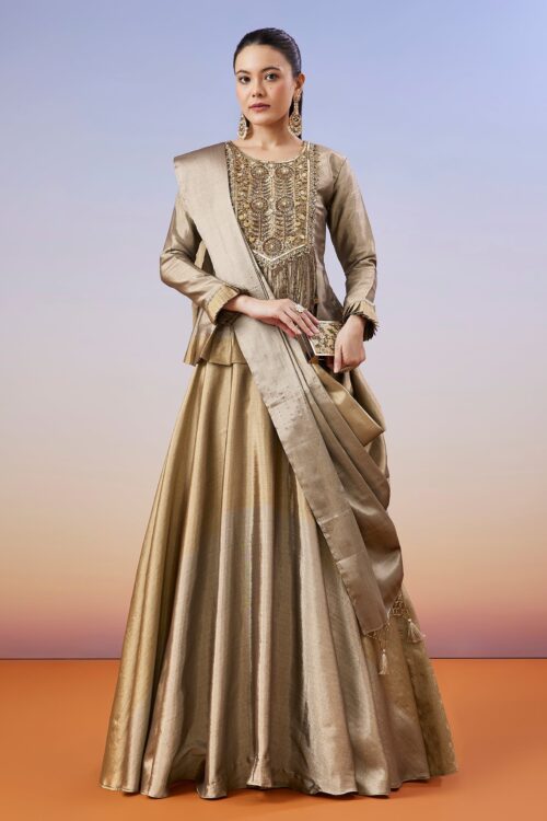 Banarasi Tissue Zardozi Kurta Lehenga Set
