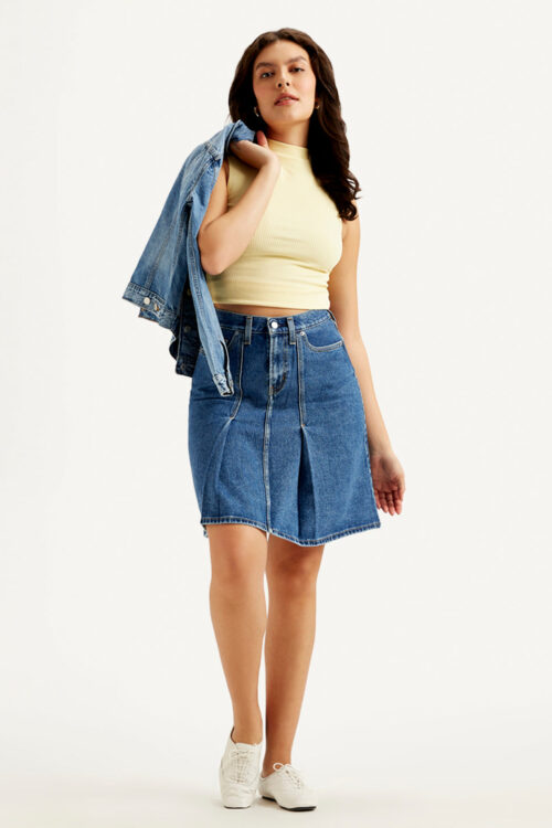 Blue A Line Skirt Stylish Flared Fit