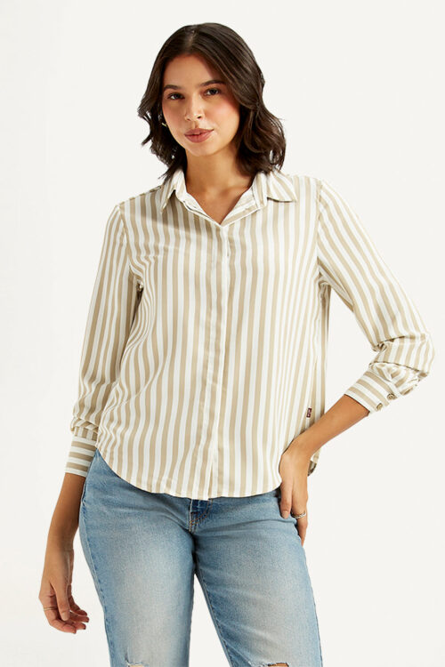Striped Spread Collar Shirt | Stylish Office & Casual Wear