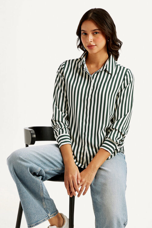 Striped Spread Collar Shirt | Smart Casual Wear