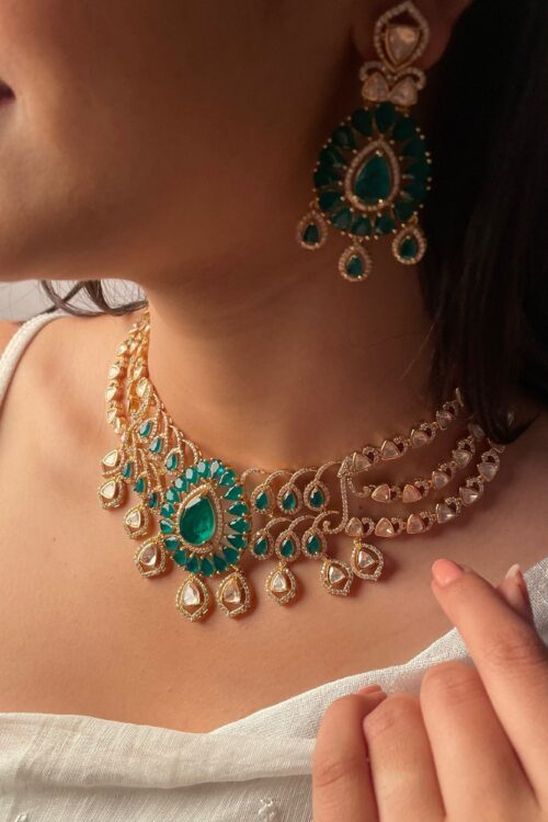 Emerald Green Necklace SetPremium Festive Jewellery