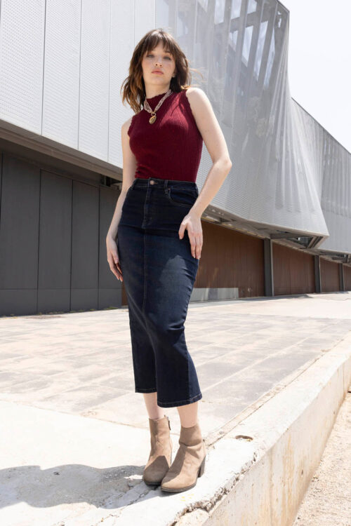 Midnight Blue Skirt for Women|Stylish Everyday Wear