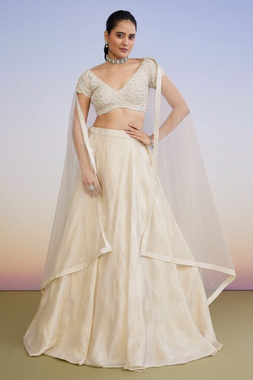Ivory Embroidered Lehenga Set