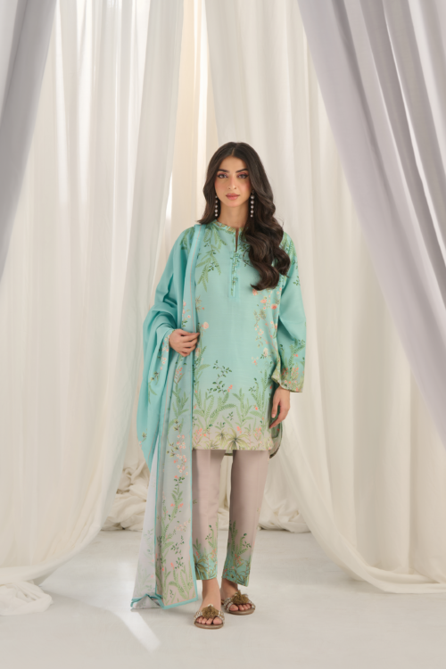 Teal Floral Printed Kurta Set with Dupatta |Elegant Festive Wear