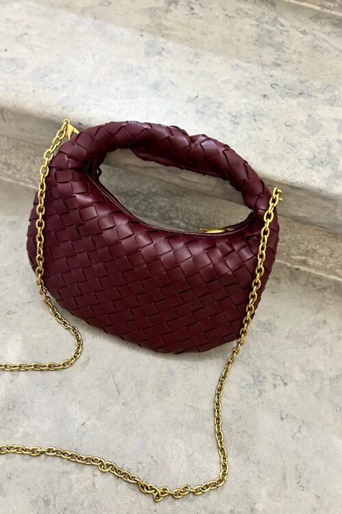 Luxury Braided Mini Pouch with Crossbody Chain Strap